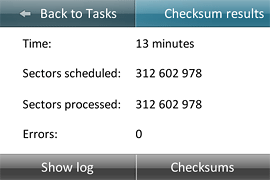 Checksum calculation results