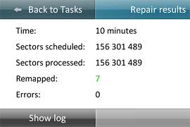 Disk bad sector repair results