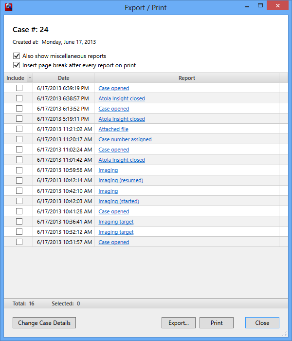 Export - Print in Atola Insight
