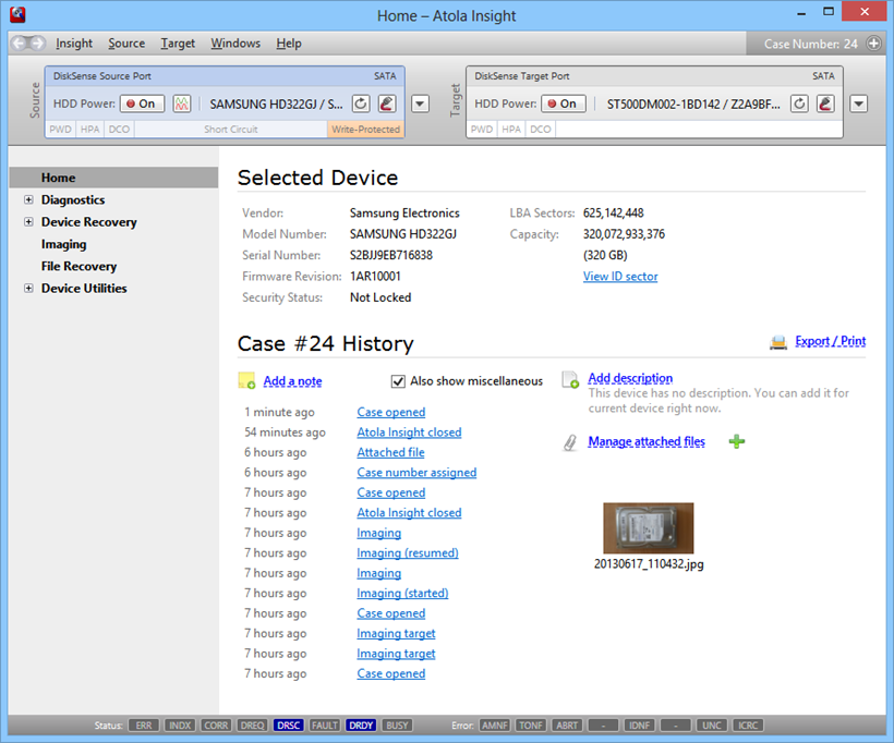 Home page with Managed Files and Detailed reporting