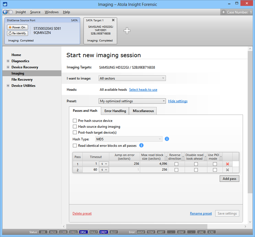 Imaging Preset