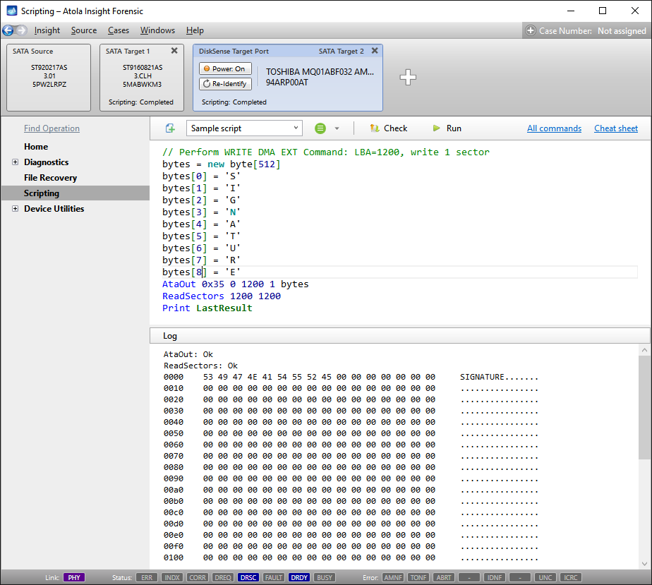 Forensic scripts - Custom ATA commands