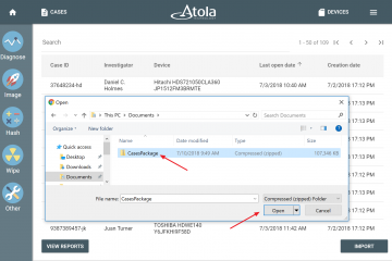 Select file with cases exported from Insight