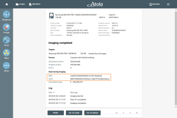 Imaging completion report