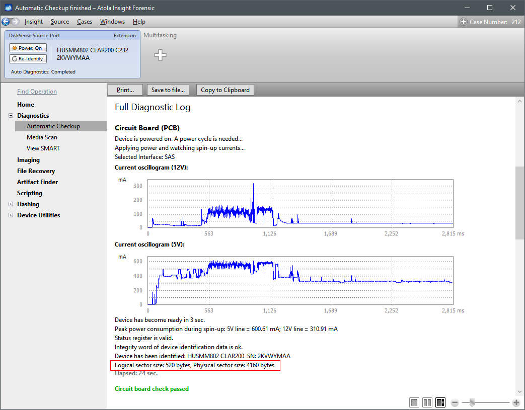 SAS drive diagnostics