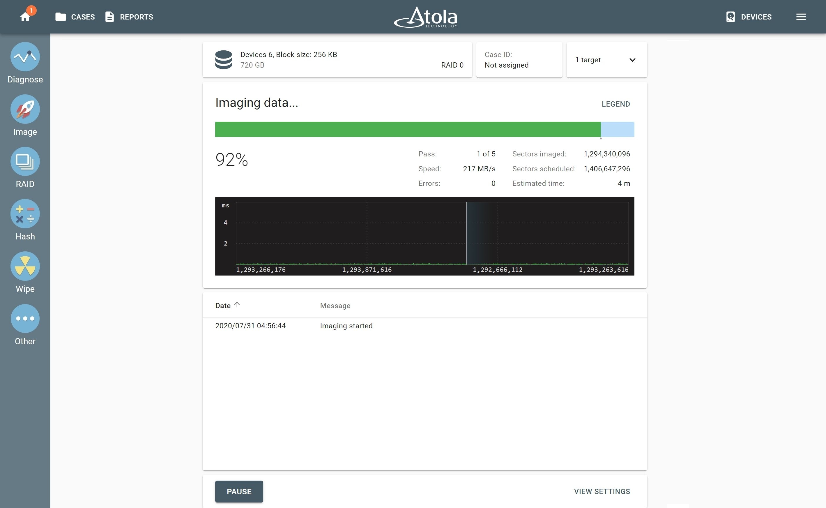 Imaging RAID 0 array