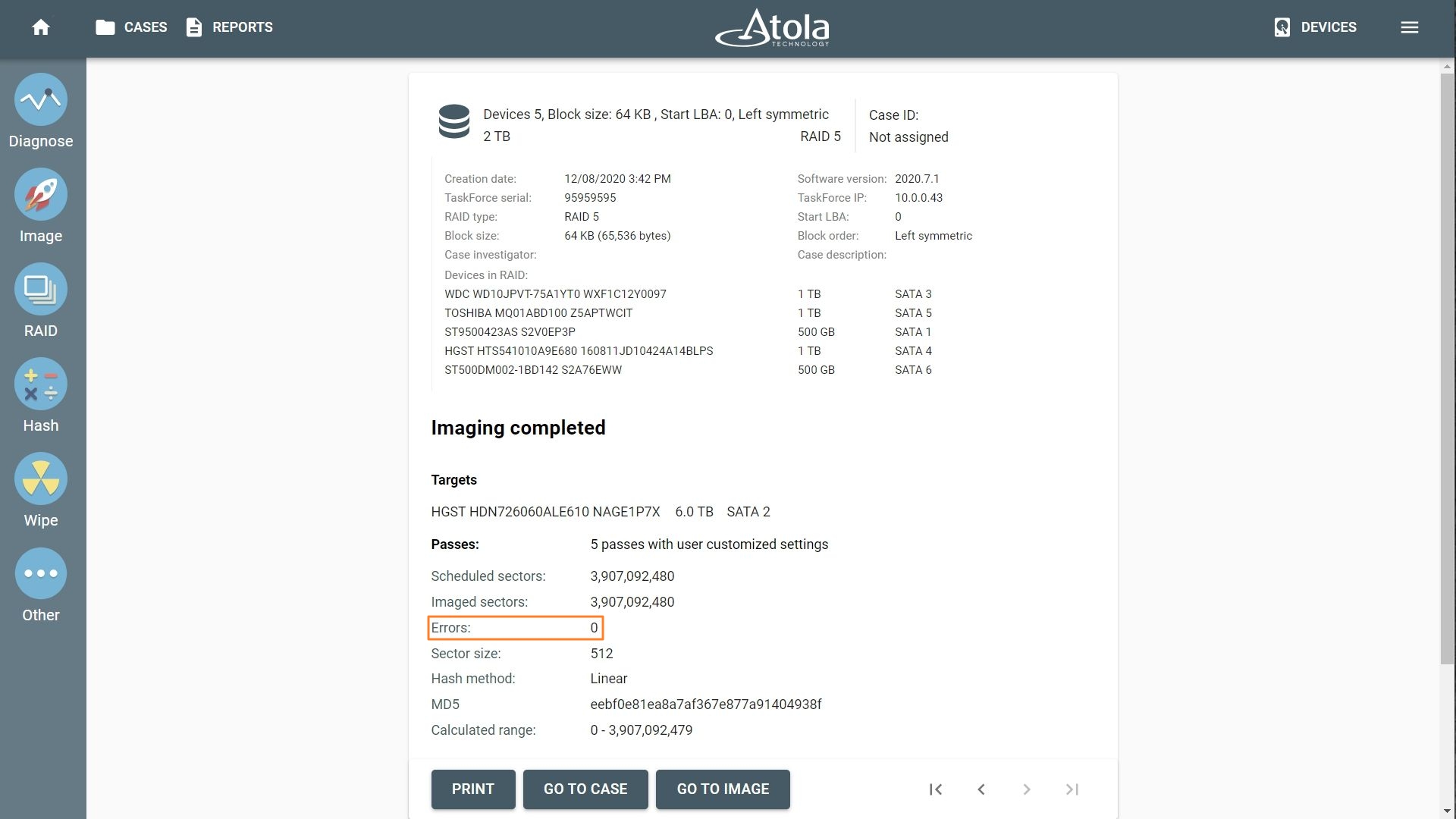 imaging completed report
