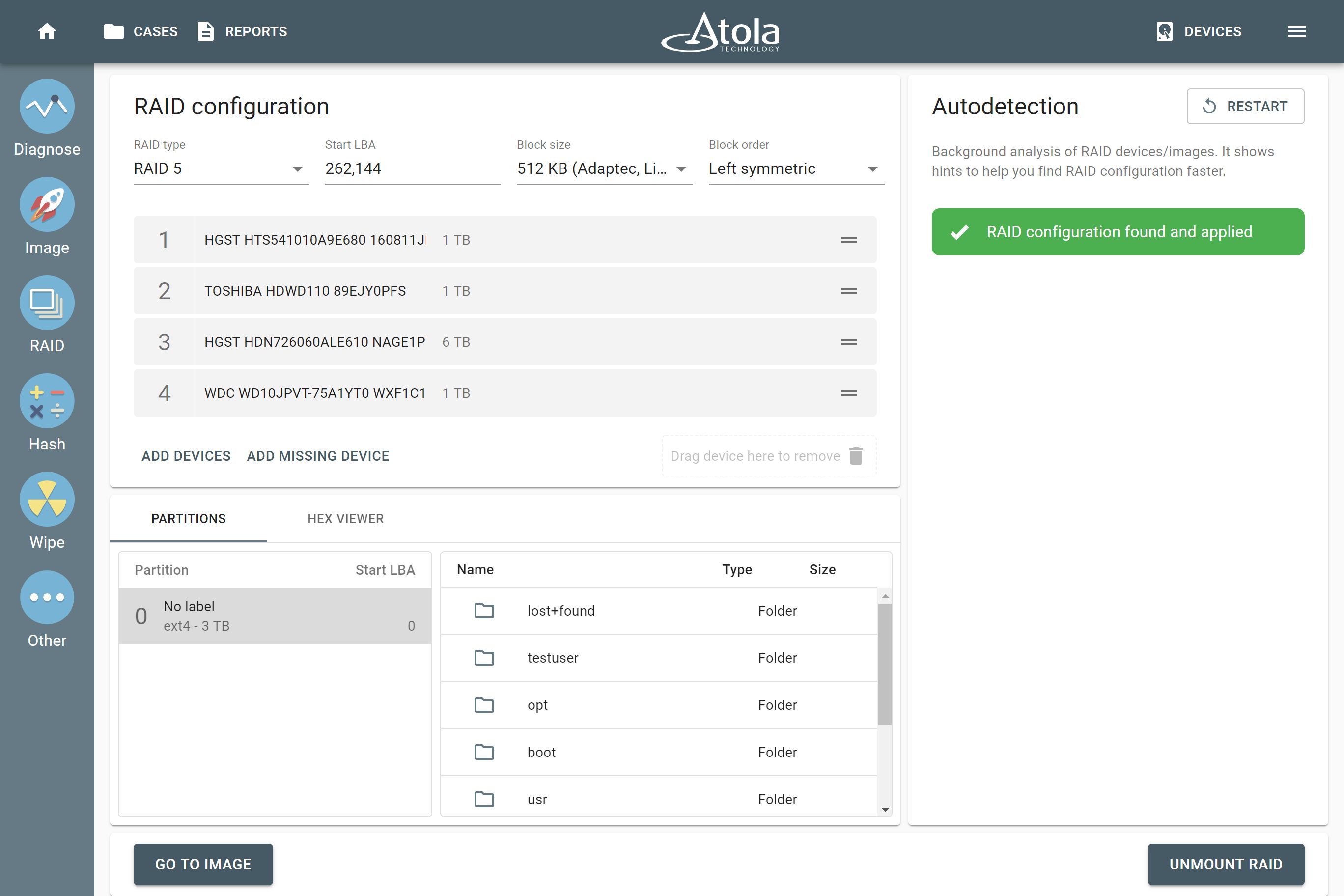 RAID imaging with Atola TaskForce