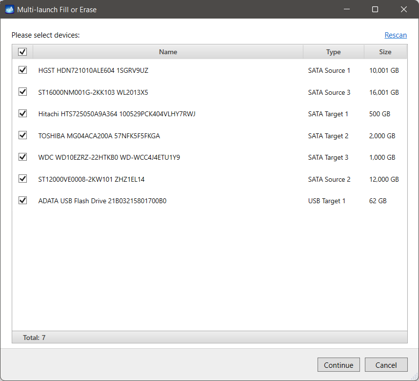 Wiping multiple drives