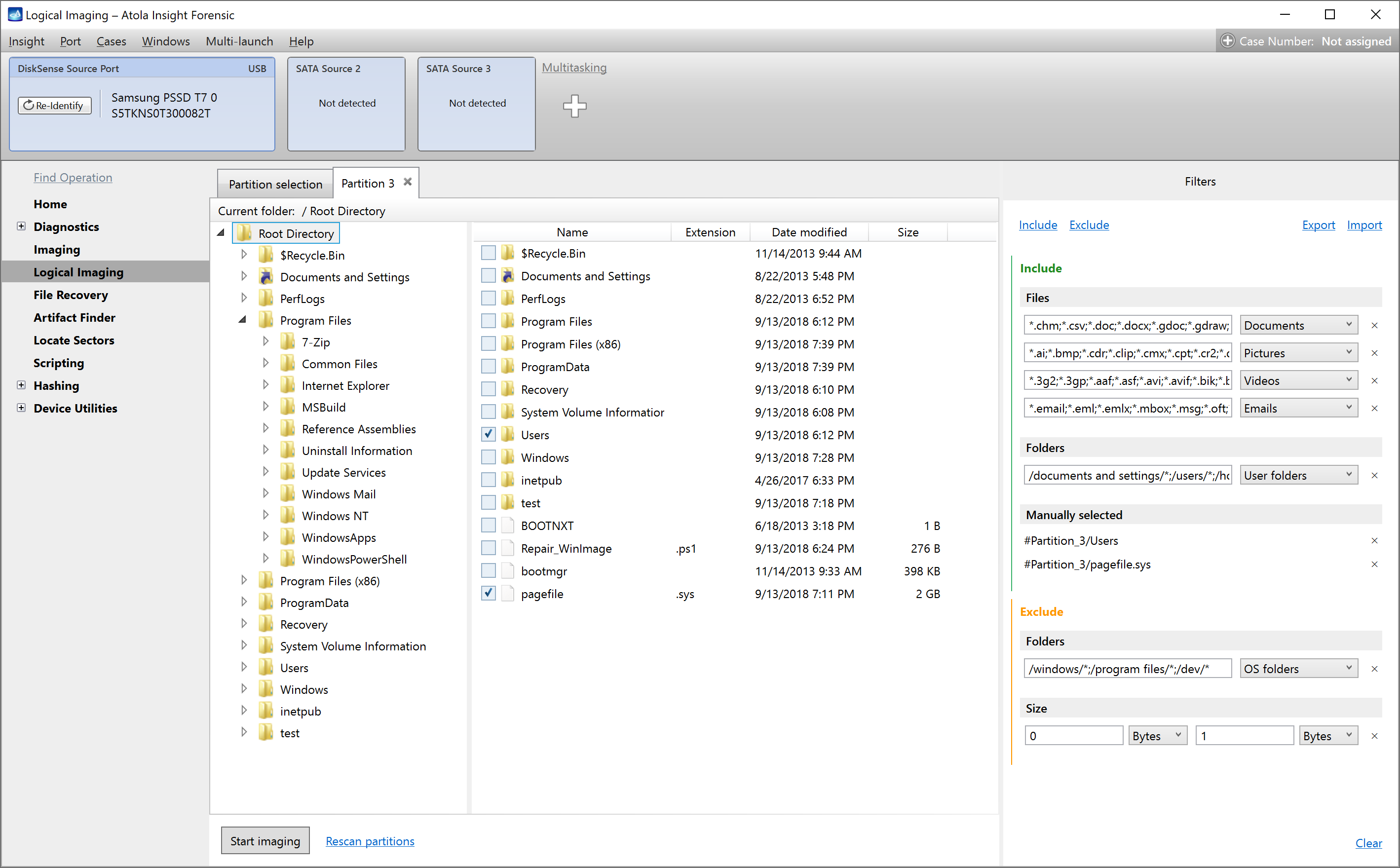 The Logical imaging module in Atola Insight Forensic 5.7