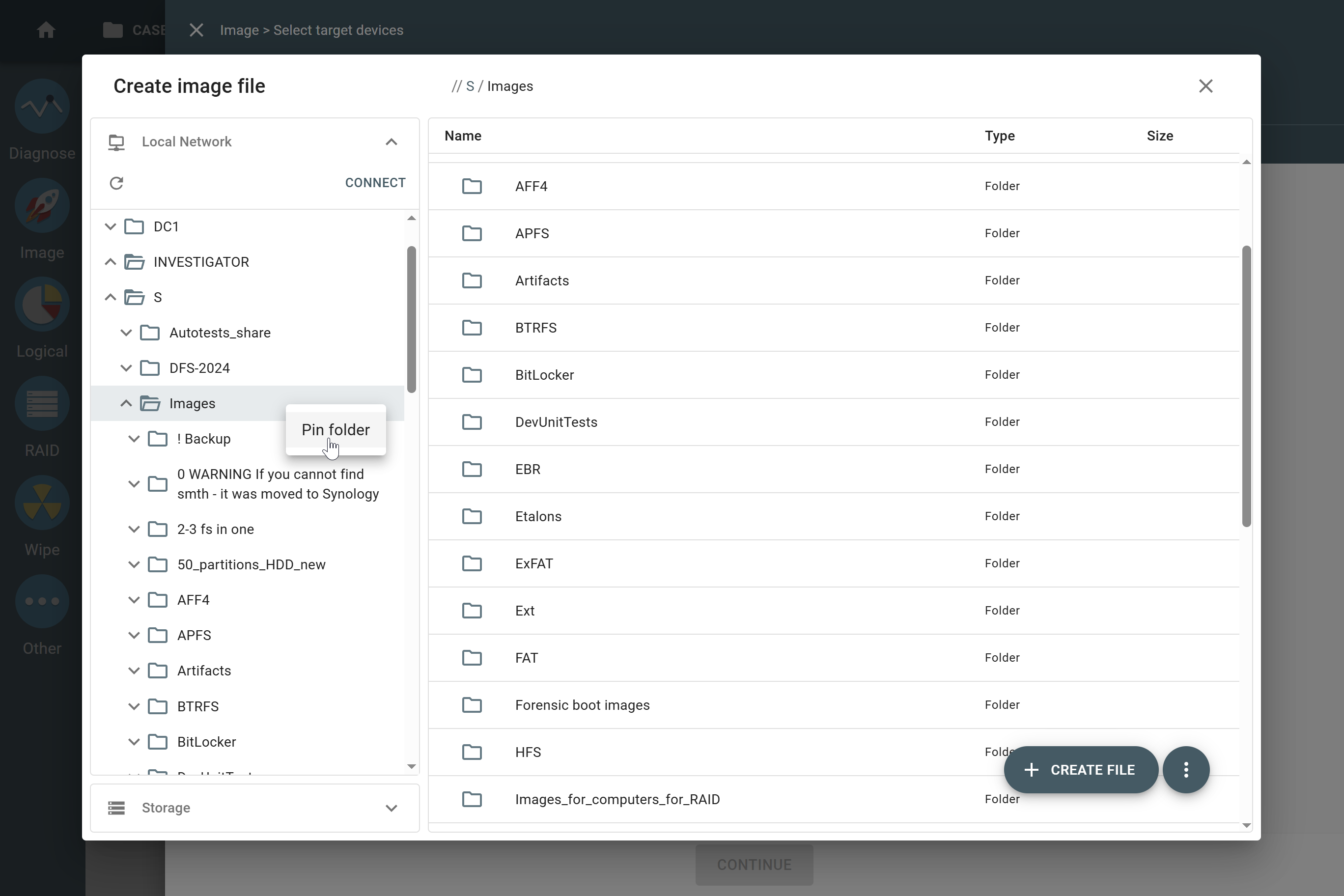 Pinning folder to the top