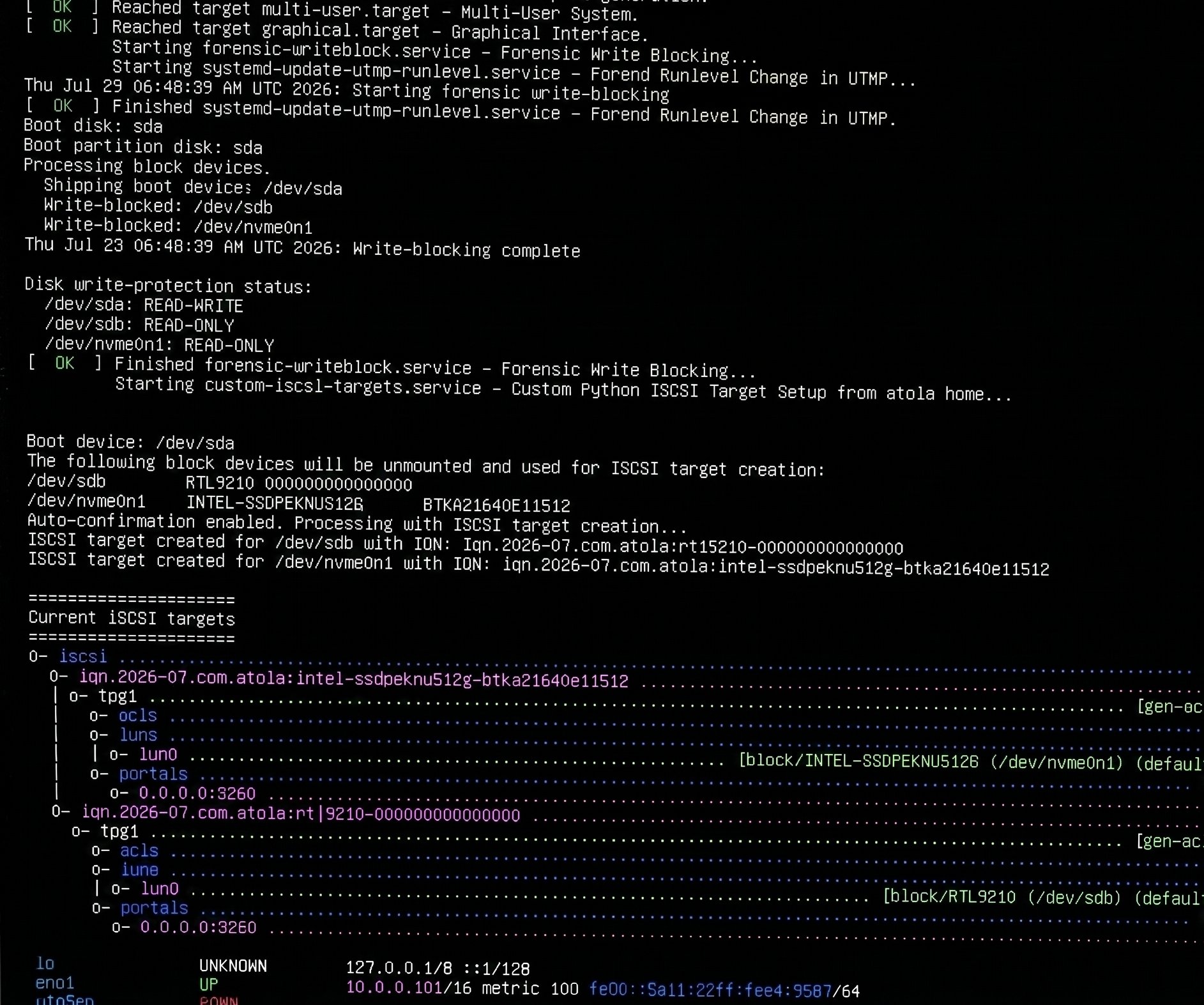 Forensic remote acquisition with Atola Boot Image