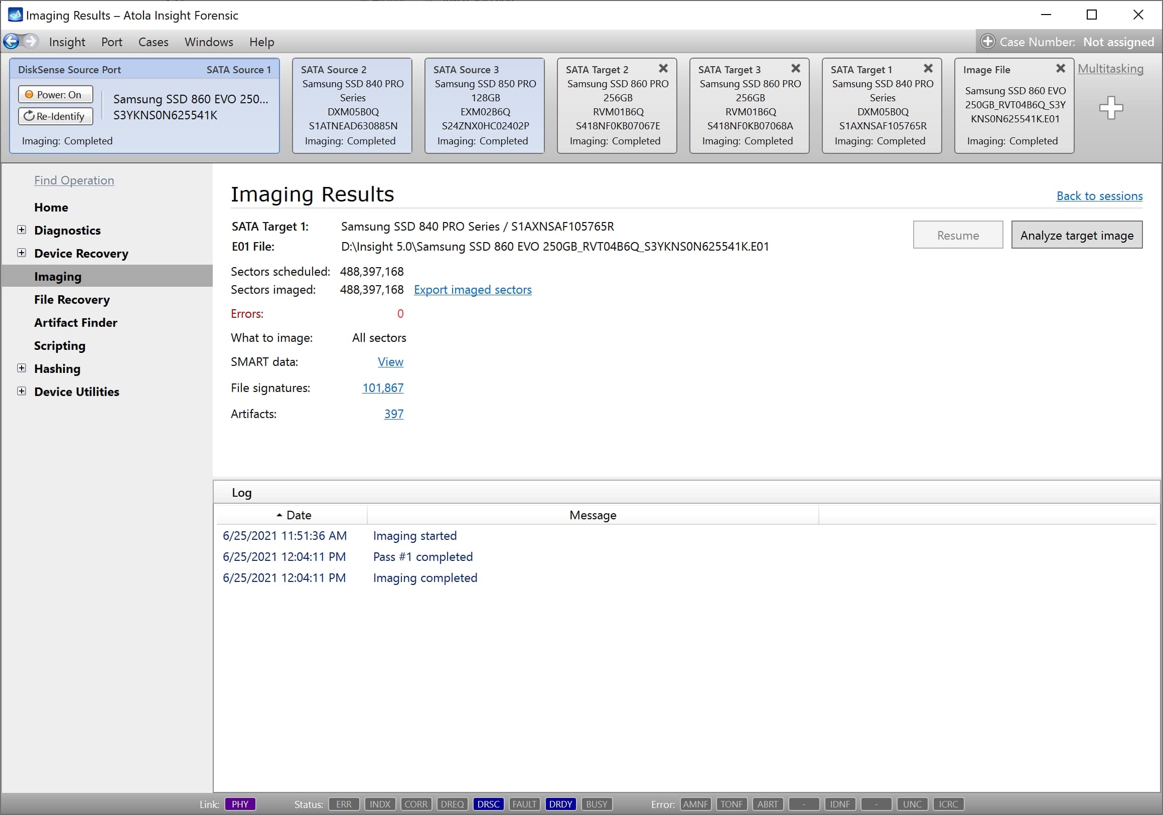 Imaging results page