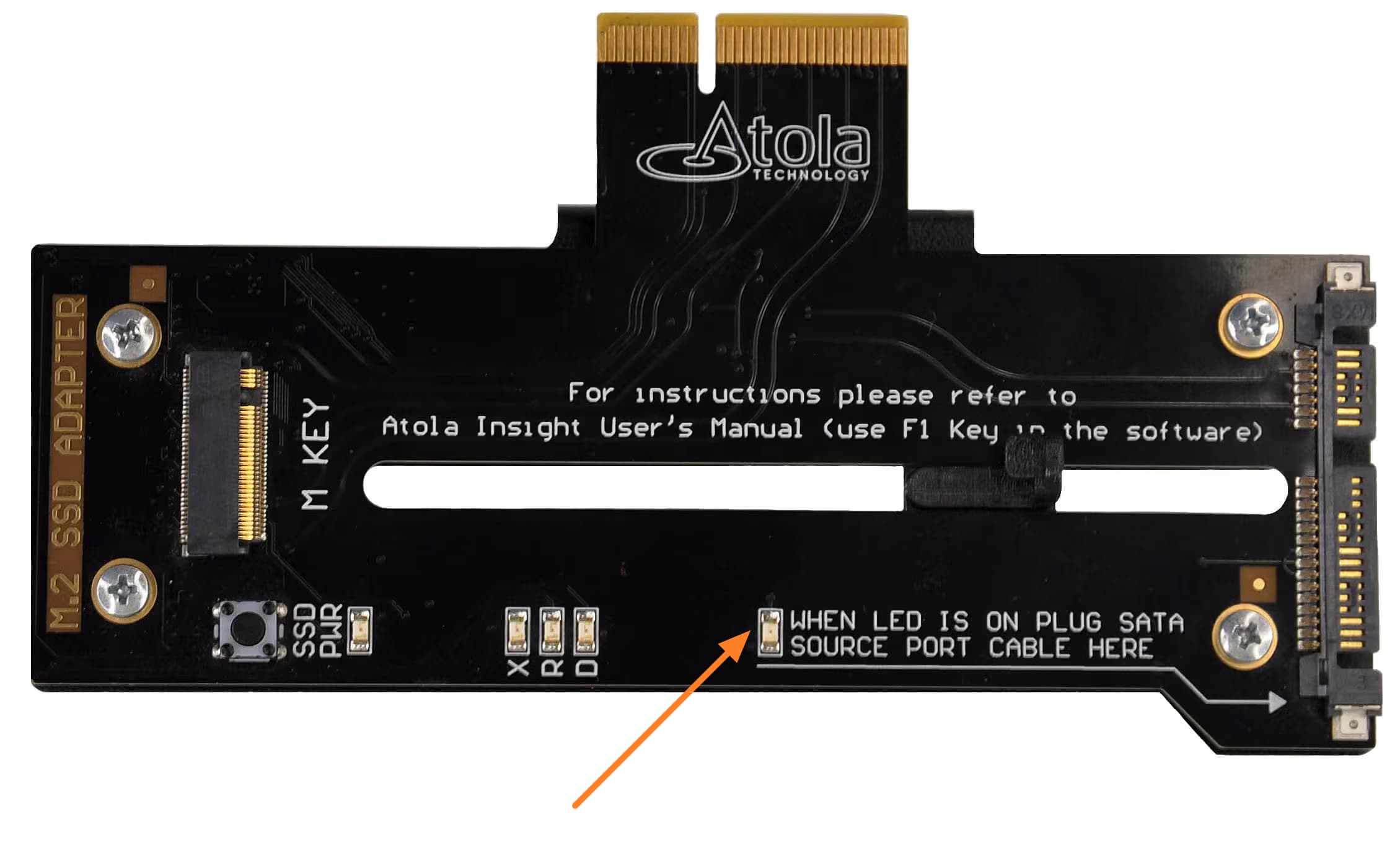 LED indicator on the M.2 SSD extension module.