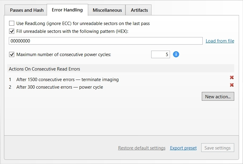 ReadLong command in the imaging settings