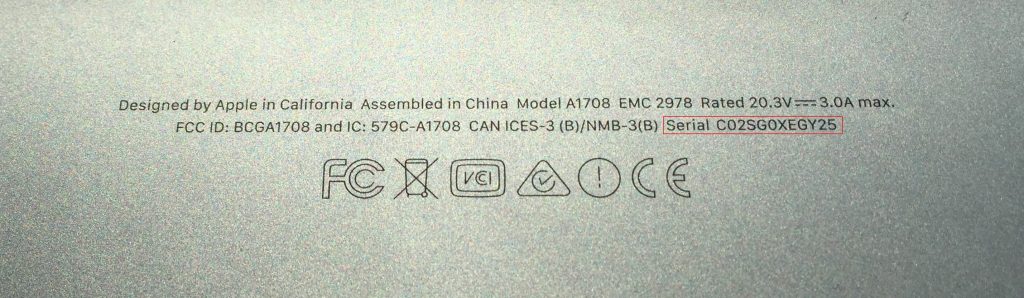 MacBook's serial number
